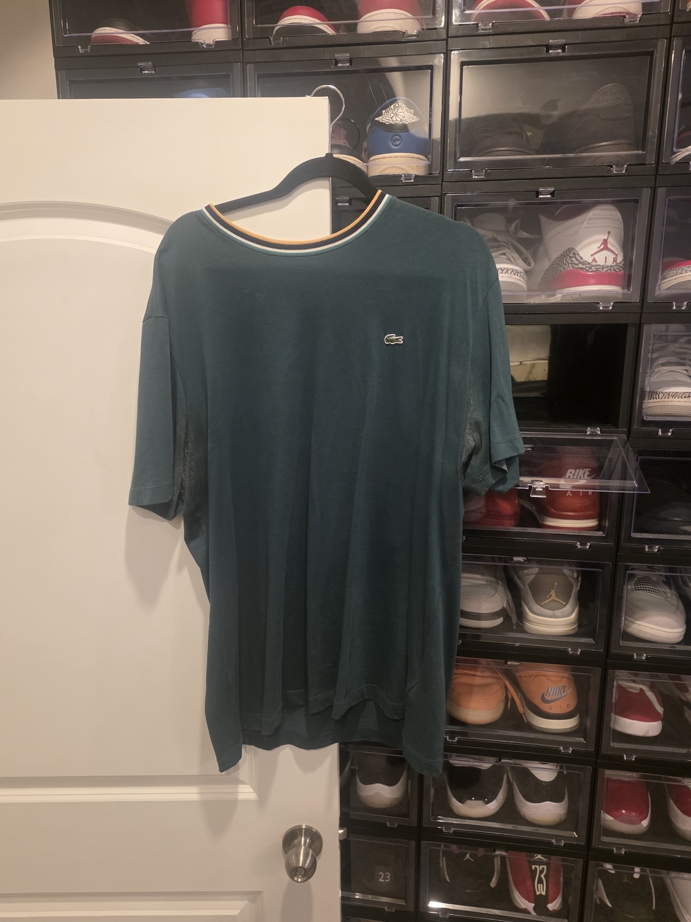 Lacoste Teal Short-Sleeve Crewneck T-Shirt with Contrast Trim